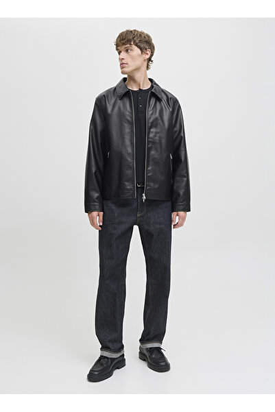 Jack & Jones Siyah Erkek Mont 12278839_JJECASABLANCA PU JACKET NO