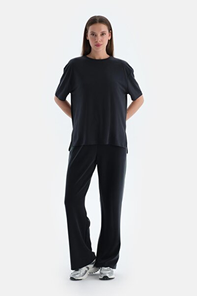 Eros Black Women's Modal Blend Side Stripe Detailed Trousers