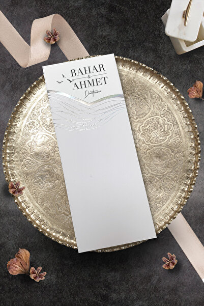 Cem Davetiye Düğün Nişan Nikah Kına Davetiyesi 2512 (100 ADET) Baskı Dahil