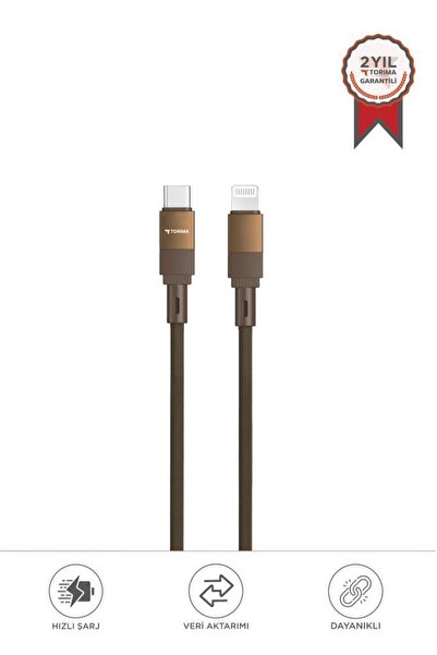 Torima Şarj Kablosu Type-C to Lightning Data Kablo U18 Kahverengi