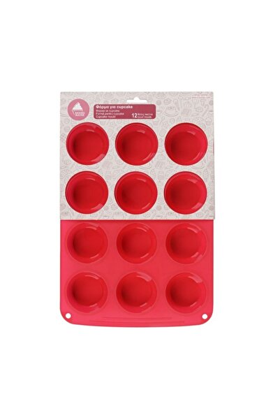 OEM Silicone Cake Mold Kopenpal, 12 Compartments, Red, 34x24x3 cm