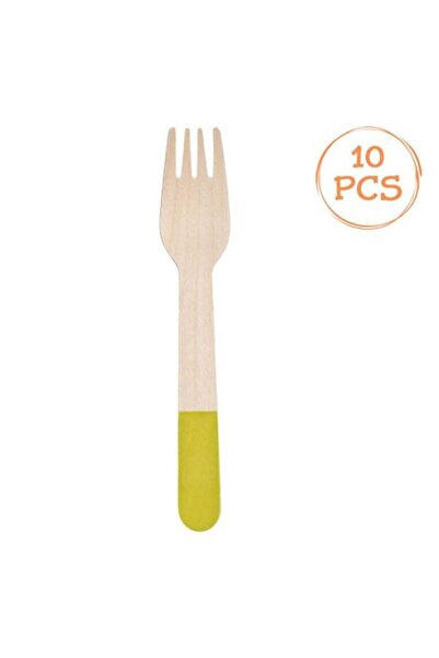 ANTBRO Σετ 10 Ξύλινα Πιρούνια για Πάρτι Antbro®, με Χρωματιστή Λαβή, 16cm