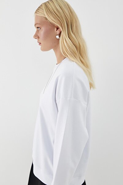 MARKALİSTE Plain Basic Crew Neck Sweatshirt White