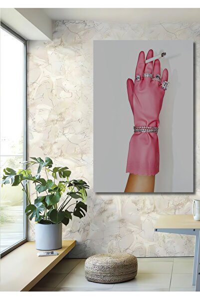 Teona Ahşap Tablă decorativă din lemn dreptunghiulară Mănușă roz Țigară