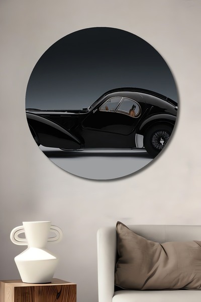 Teona Ahşap Tablou decorativ rotund din lemn Clasic Automobile Elegance