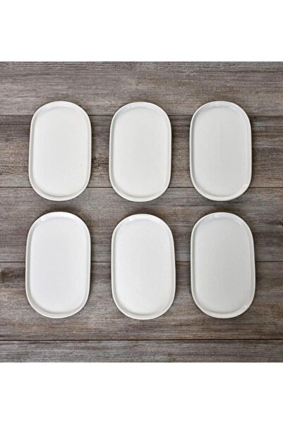 RGS HOMELİFE 4'Lü Seramik Kayık Tabak Seti Sunumluk Mezelik Kahvaltılık 27x15 cm Çapında Yerli üretim