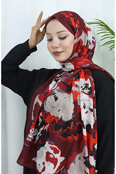 sefamerve Μαλακό σάλι με σχέδιο 70317-12 Κόκκινο μπορντό