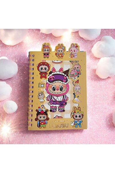 The Cloudish Shop Labubu spirală 16 coli autocolant 8 coli caiet cu breloc