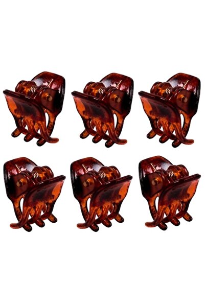 offlimits Set 6 agrafe mici maro pentru păr, DecorCasa, 1 cm