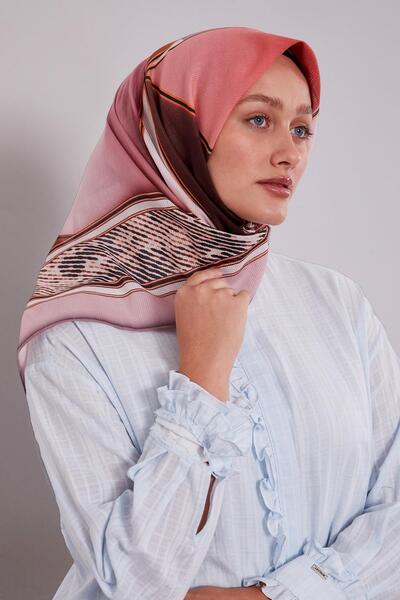 Levidor Pink Mixed Geometric Pattern Cotton Scarf