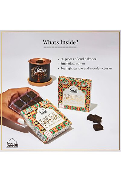 dukhni Oud Al Khaleeji Bakhoor Set by | 2 x 9 Piece each & Tree Bakhoor Burner | Arabic Bakhoor Ince
