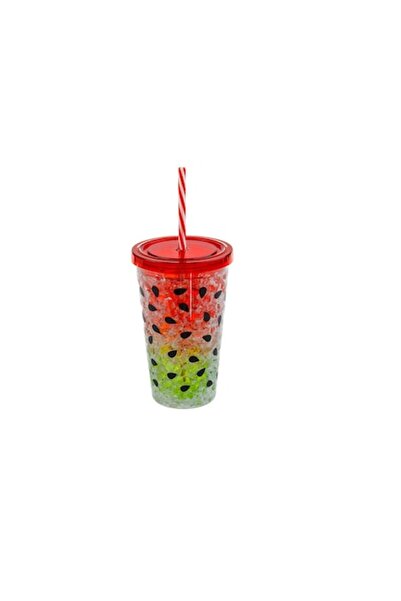 NO BRAND Glass for fresh drinks, watermelon, red, 410ml