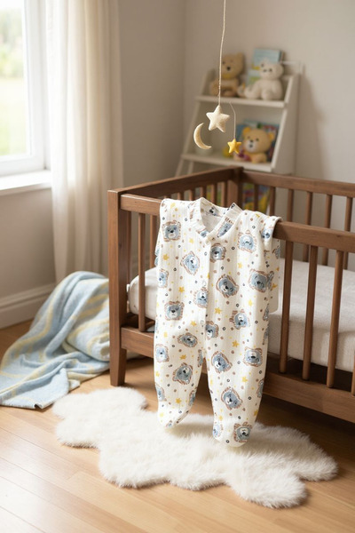 MRC BABY 100% Cotton Teddy Bear Patterned Baby Romper