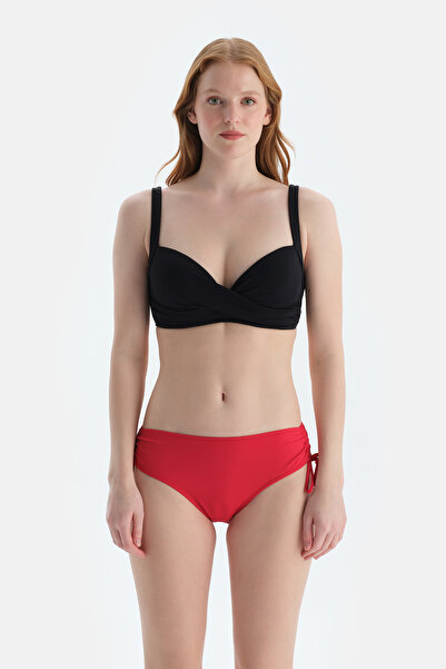 Eros Red Gathered Bikini Bottom