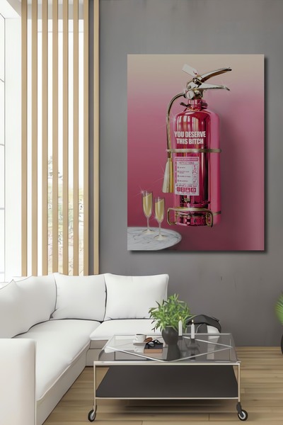 Teona Ahşap Pictură decorativă din lemn dreptunghiulară Extinctor roz