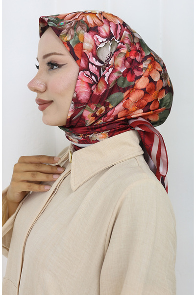 sefamerve Dijital Rayon Eşarp 70299-05 Bordo