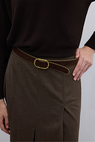 Roman %100 Deri Gold Toka Detaylı Kemer Acı Kahve K2682101_223