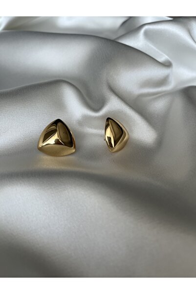 Stainlless Steel Üçgen Model Kadın Gold Çelik Küpe