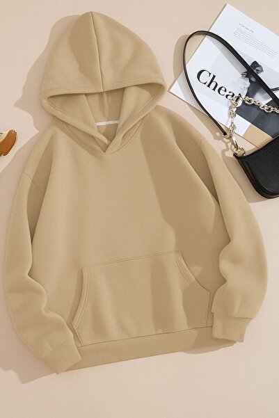 BENROMA 3 Yarn Combed Cotton Straight Unisex Oversize Hooded Sweatshirt