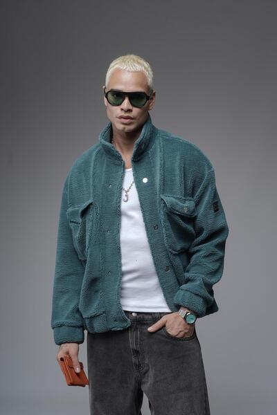 king brich Πλεκτό μπουφάν με λογότυπο με λεπτομέρεια και κλείσιμο με κουμπιά