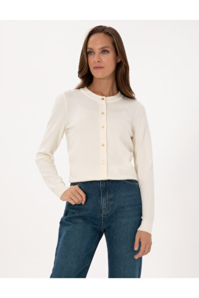 Pierre Cardin Ekru Slim Fit Triko Hırka 50316337-VR019