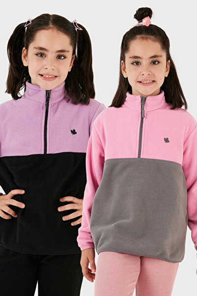 Lela Soft Textured Half Zip Color Block Stand Collar 2-Pack Fleece Children's Polar 5905004S2