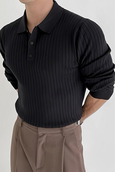 Oksit Josse Slim Fit Old Money Buttoned Polo Neck Knit Sweater