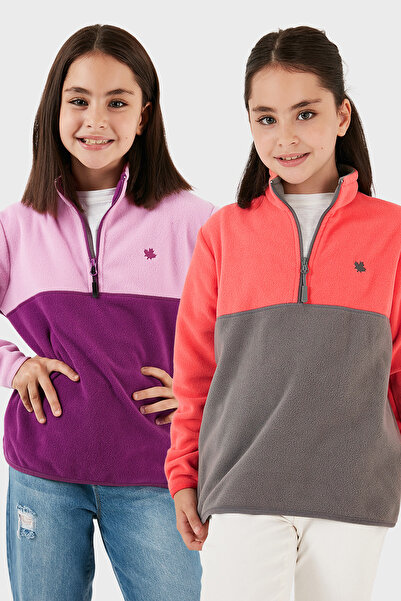 Lela Soft Textured Half Zip Color Block Stand Collar 2-Pack Fleece Children's Polar 5905004S2