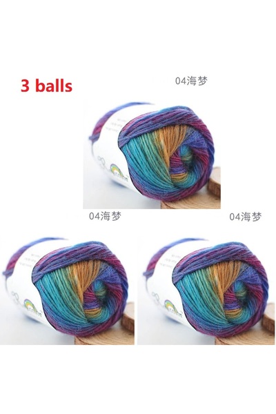 Choice color 4 (3 balls) 100% Wool Yarn Rainbow Color for Hand Knitting Croch...