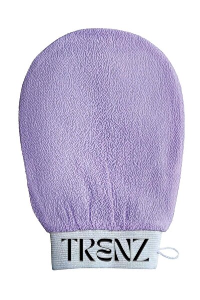TRENZ ليفة تنظيف البشرة وتقشير الجلد، قفاز استحمام من الفيسكوز لعمل الحمام المغربي بالمنزل - بنفسجي
