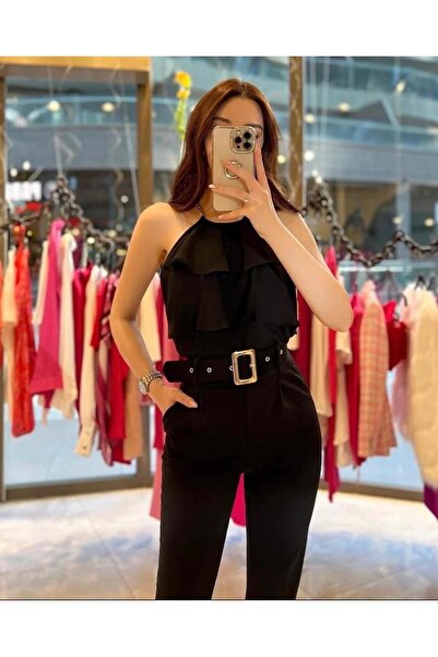 SEVA TEKSTİL Belted Fabric Trousers Black