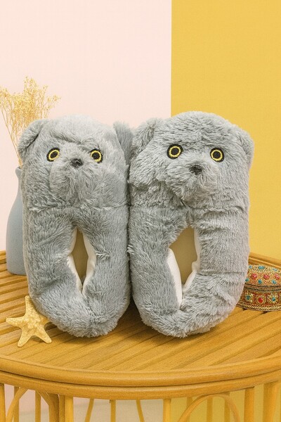 Moda Frato BARNEY Ayıcık Peluş Unisex Hayvanlı Panduf Ev Ayakkabısı Pufidik