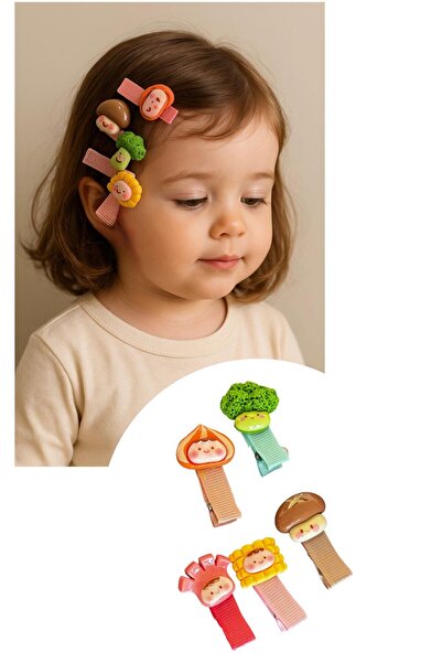 TAKIŞTIR مجموعة من 5 مشابك جانبية على شكل خضروات بألوان مختلطة