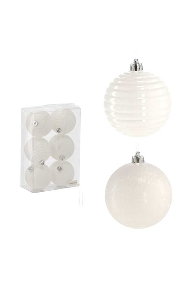 Selgot Set Globuri de Crăciun, 8 cm, Alb, 6 Bucăți