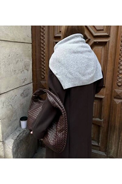 Gül Karatekin Дамска кафява плетена чанта с мотиви, с небрежен вид, в ретро стил, за ръка и рамо