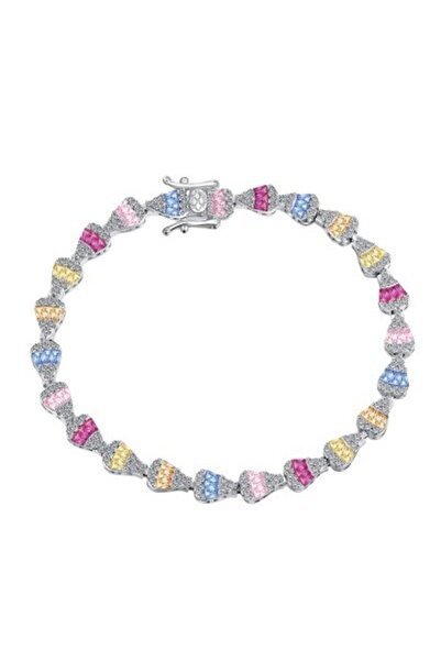 levandore سوار ليف من الفضة الإسترليني مطلي بالروديوم، على شكل كوكتيل تنس، مرصع بالألماس بشكل عشوائي.