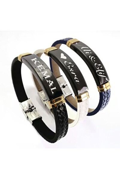 GWOMA سوار مكتوب عليه الاسم من الجلد الصناعي بثلاثة خيارات لونية - للحبيب - ل...