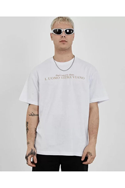 Wear Up Tricou oversize cu imprimeu unisex cu guler rotund - alb