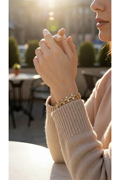 QUMLA ZİRKON TAŞLI 14 K GOLD KAPLAMA BİLEKLİK