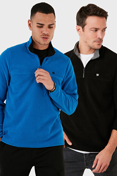 Buratti Slim Fit Anti-Pilling Non-Pilling Bato Collar Raised 2-Pack Fleece Men's Polar 5906