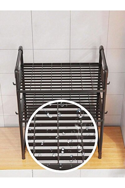 Cozy Nest 3-Tier Storage Rack Shelf Organizer – Multi-Purpose Kitchen Bathroom Counter Stand with Hooks Handle