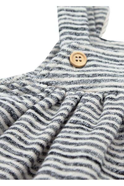 Ozmoz By Mukadder Özden 100% Cotton Ear Decorated Strap Gray Winter Baby Girl Dress