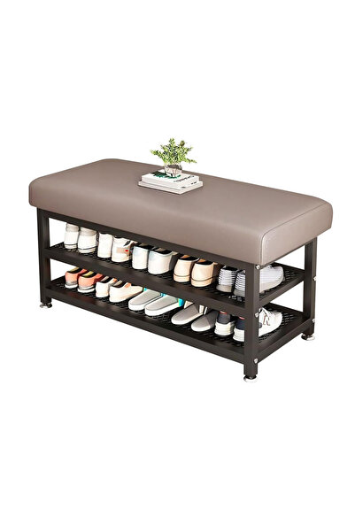 genric رف أحذية FFD ذو طبقتين مع وسادة ناعمة، ومقعد تغيير أحذية للمدخل بإطار ...