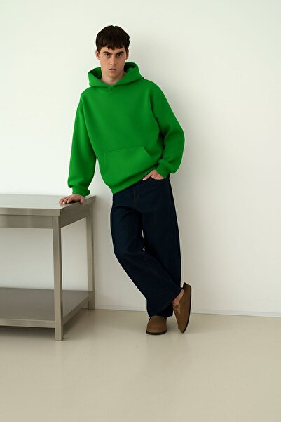 E-ROMA سترة رياضية بقلنسوة للجنسين مصنوعة من القطن الممشط بثلاث خيوط