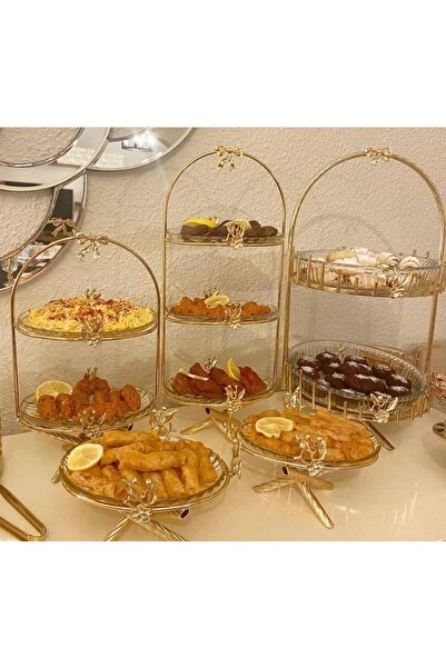 AZADE BAKIR GOLD JAPONGÜL ÇUBUK İKİ KATLI BORCAM, 3KATLI SUNUM, 2 KATLI SUNUM...