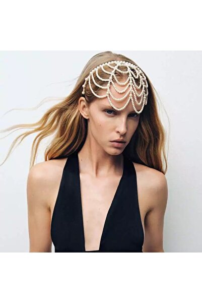 TAKIŞTIR Coroană de culoare albă cu detalii de perle pentru mireasă/henna/înțelegere/design de mireasă