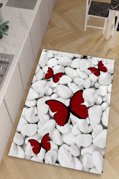 HalıOnline Dijital Baskılı Makinede Yıkanabilir Antialerjik Kaymaz Leke Tutmaz Salon Mutfak Halısı ve Yolluk