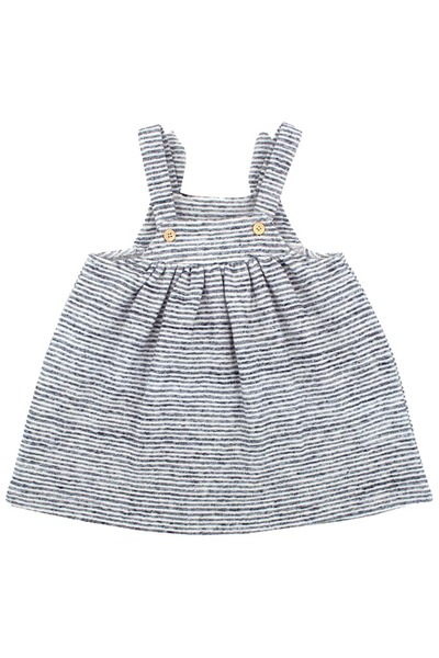 Ozmoz By Mukadder Özden 100% Cotton Ear Decorated Strap Gray Winter Baby Girl Dress