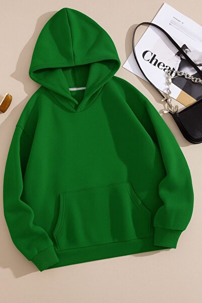 BENROMA 3 Yarn Combed Cotton Straight Unisex Oversize Hooded Sweatshirt