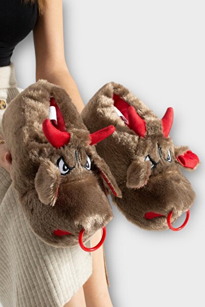 Liger Παντόφλες σπιτιού με αντιολισθητική σόλα και αντιολισθητική σόλα, ΚΑΦΕ-ΚΟΚΚΙΝΟ